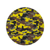 Woodland And Yellow Camo Print Round Rug-grizzshop