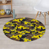 Woodland And Yellow Camo Print Round Rug-grizzshop
