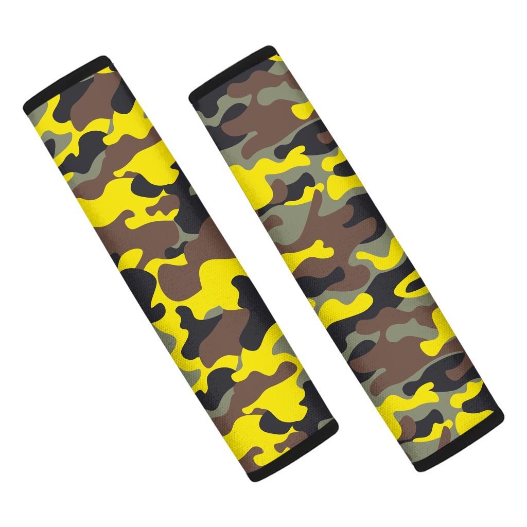 Woodland And Yellow Camo Print Seat Belt Cover-grizzshop