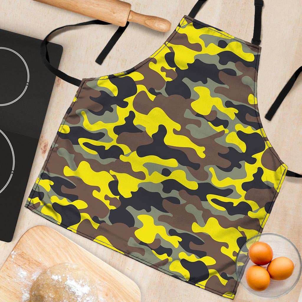 Woodland And Yellow Camo Print Women's Apron-grizzshop