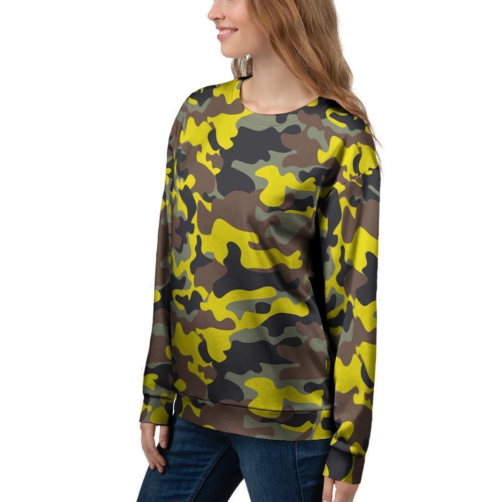 Woodland And Yellow Camo Print Women's Sweatshirt-grizzshop