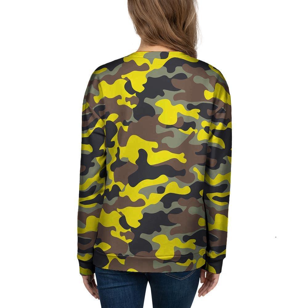 Woodland And Yellow Camo Print Women's Sweatshirt-grizzshop