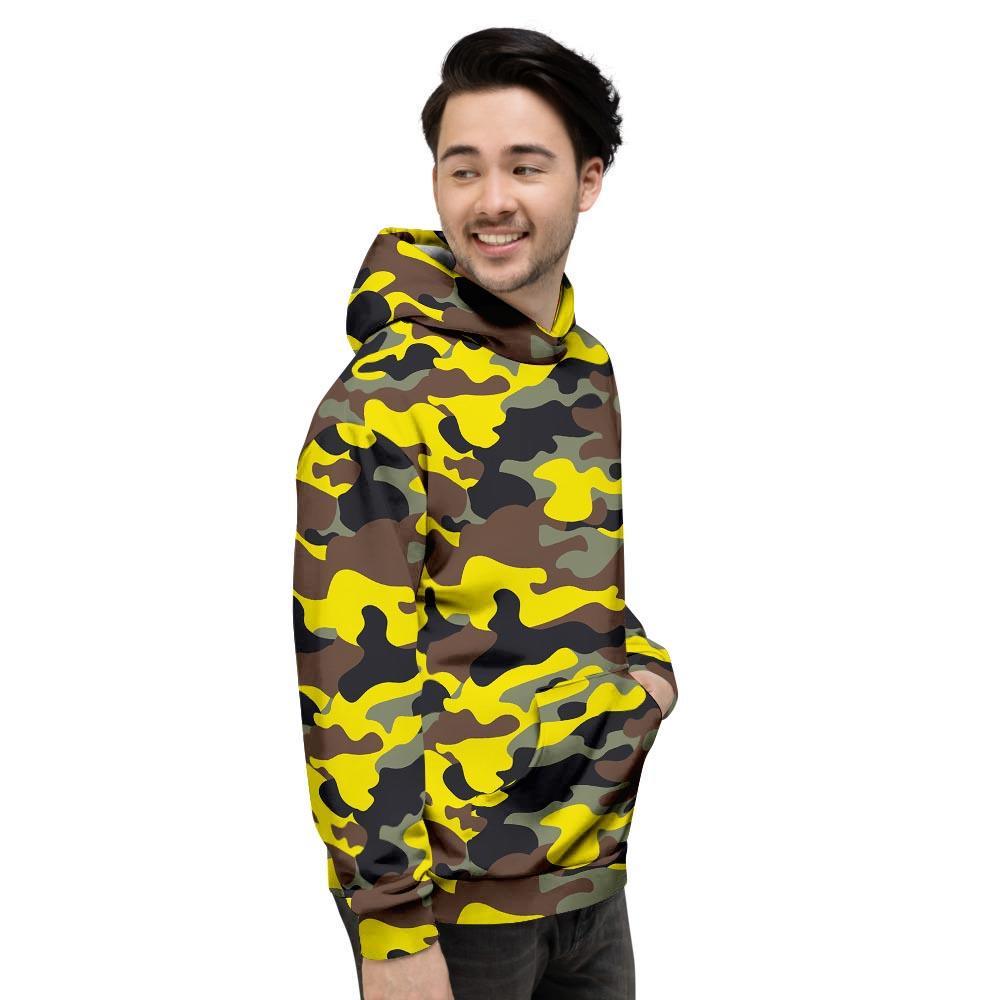 Woodland And Yellow Camo Print Men's Hoodie-grizzshop