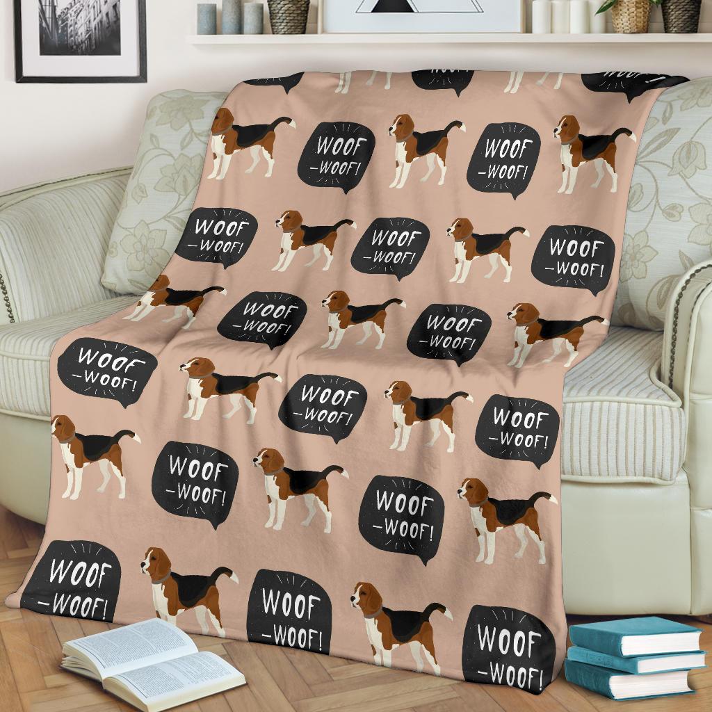 Woof Woof Beagle Pattern Print Blanket-grizzshop