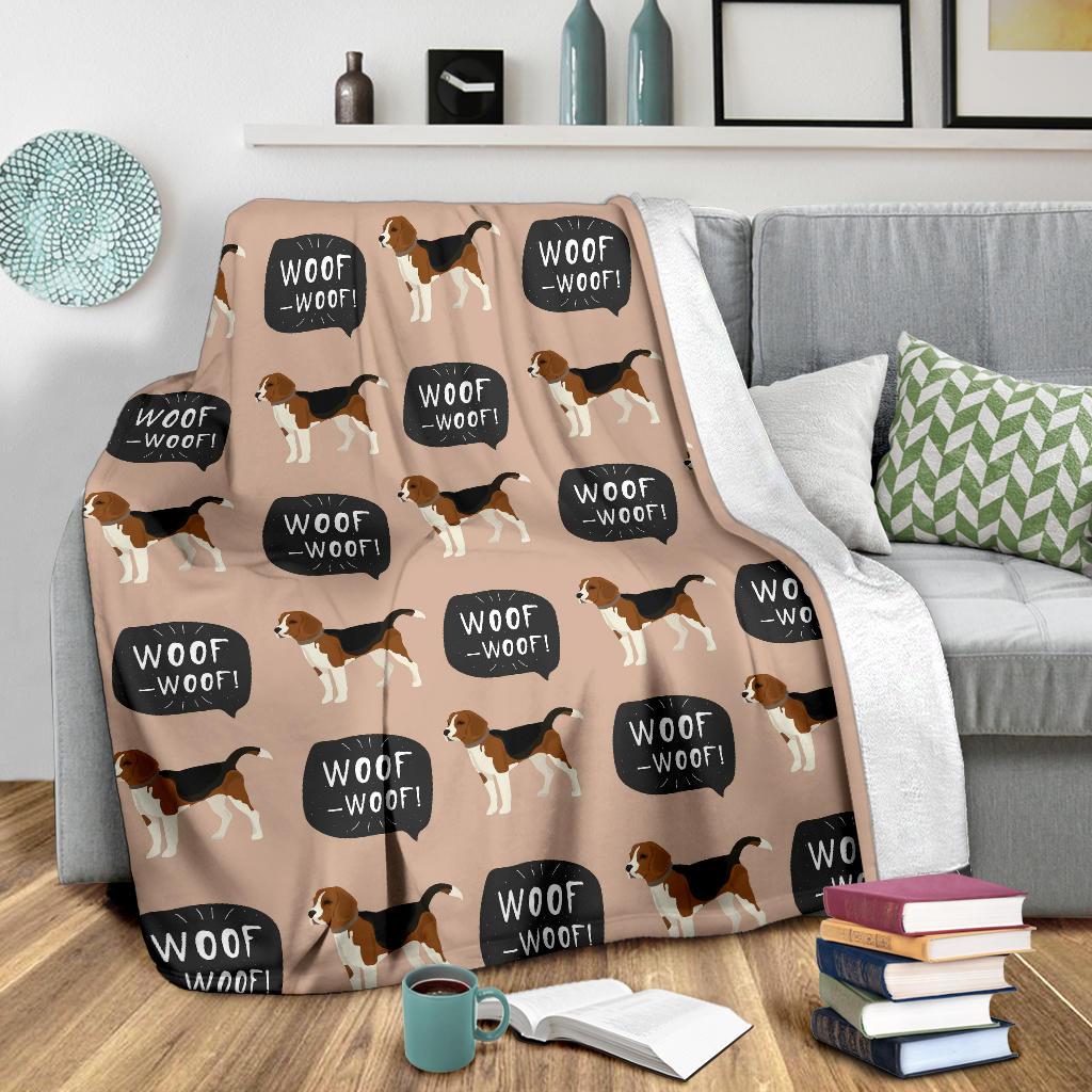 Woof Woof Beagle Pattern Print Blanket-grizzshop