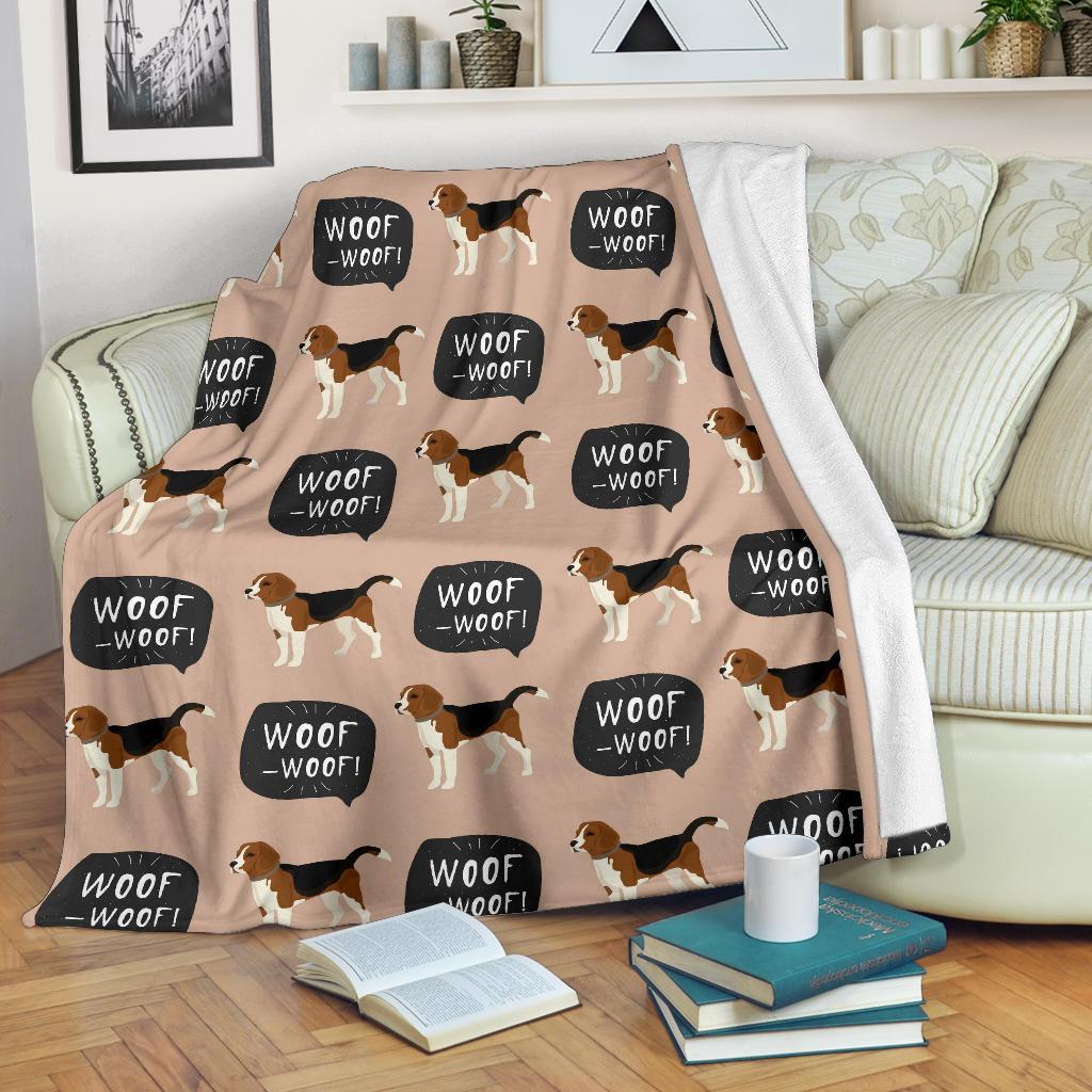 Woof Woof Beagle Pattern Print Blanket-grizzshop