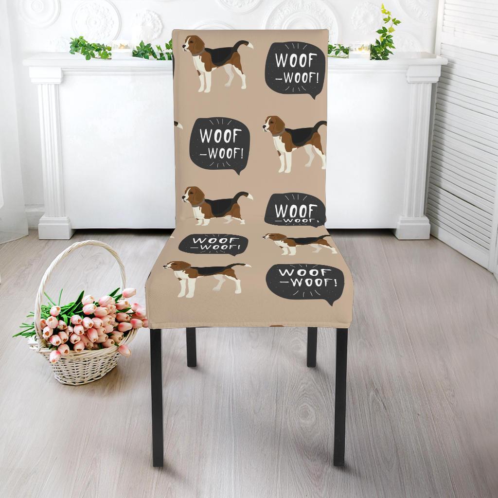 Woof Woof Beagle Pattern Print Chair Cover-grizzshop