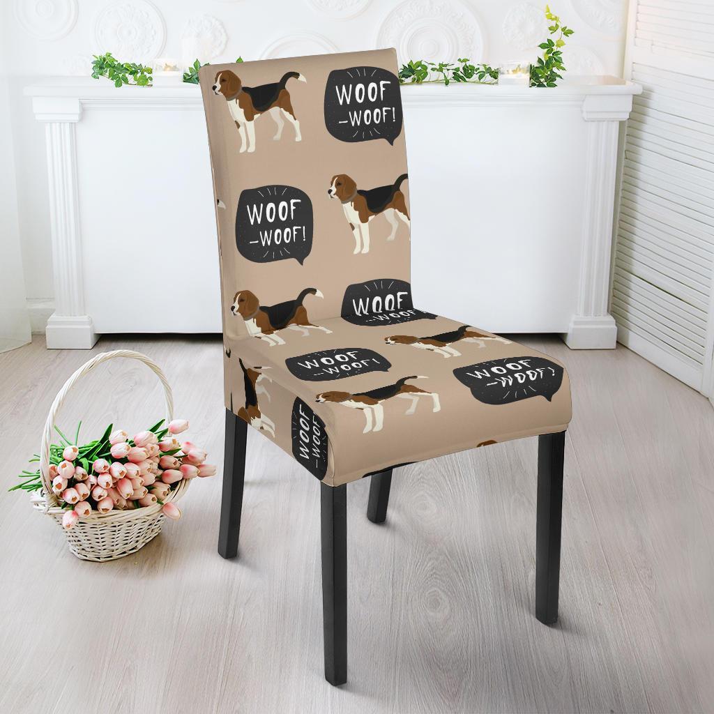 Woof Woof Beagle Pattern Print Chair Cover-grizzshop