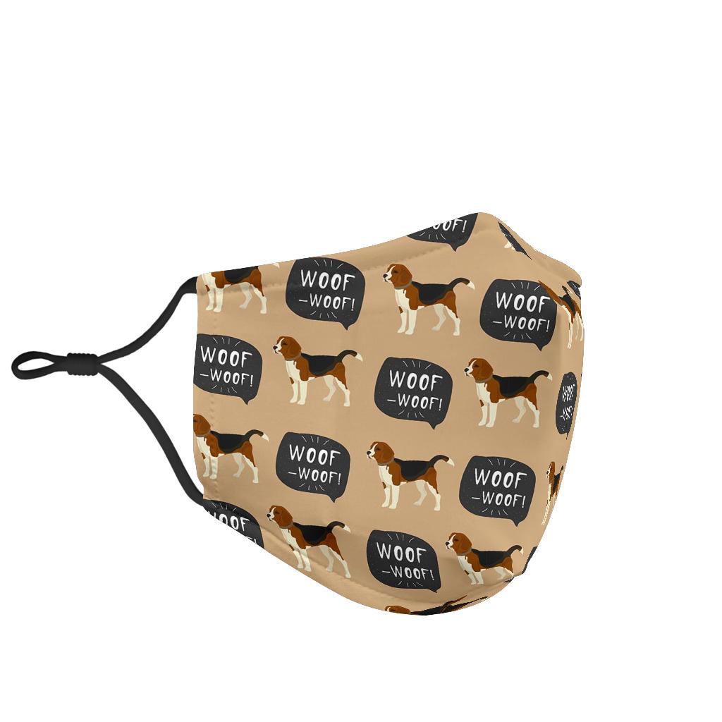 Woof Woof Beagle Pattern Print Face Mask-grizzshop