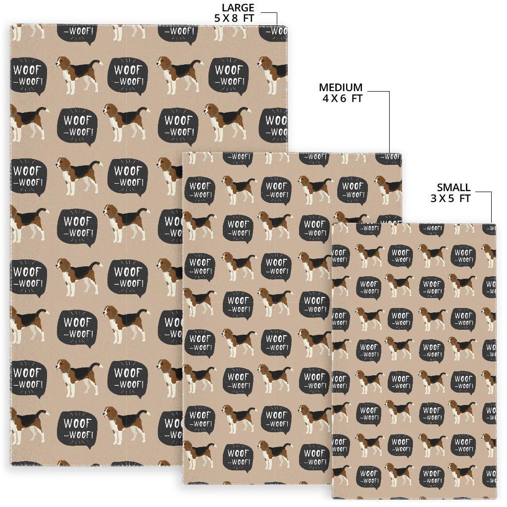 Woof Woof Beagle Pattern Print Floor Mat-grizzshop