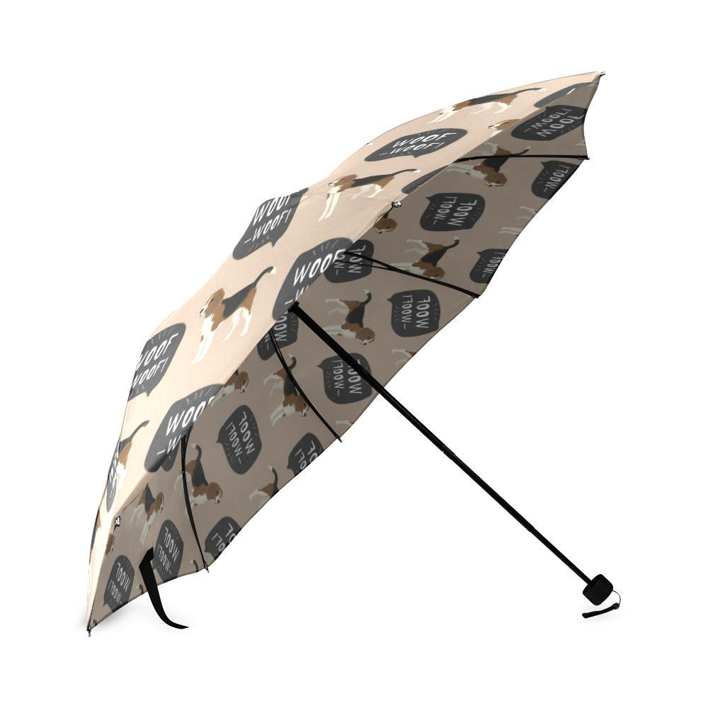Woof Woof Beagle Pattern Print Foldable Umbrella-grizzshop