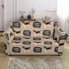 Woof Woof Beagle Pattern Print Loveseat Cover-grizzshop