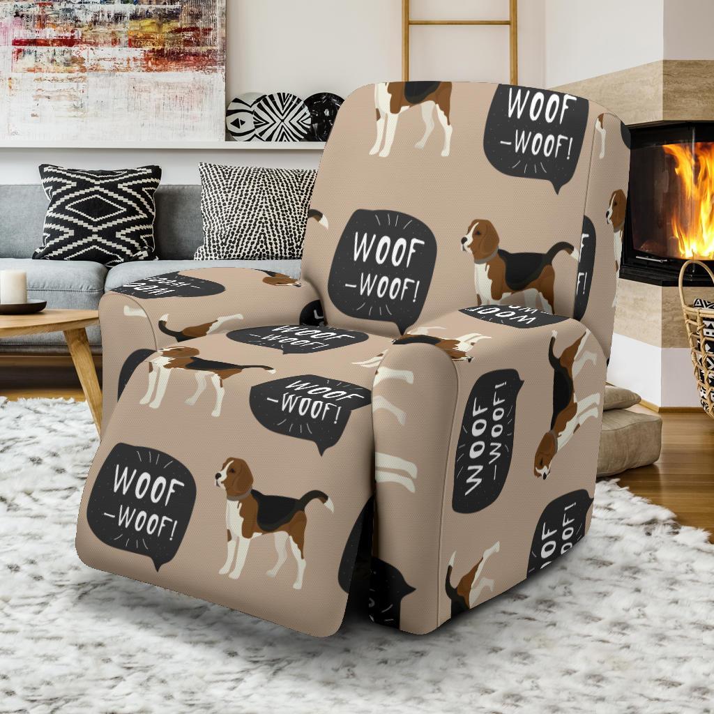 Woof Woof Beagle Pattern Print Recliner Cover-grizzshop