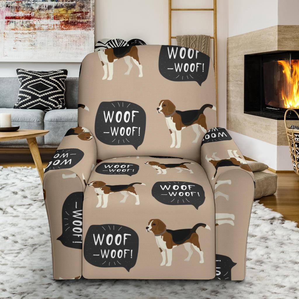 Woof Woof Beagle Pattern Print Recliner Cover-grizzshop