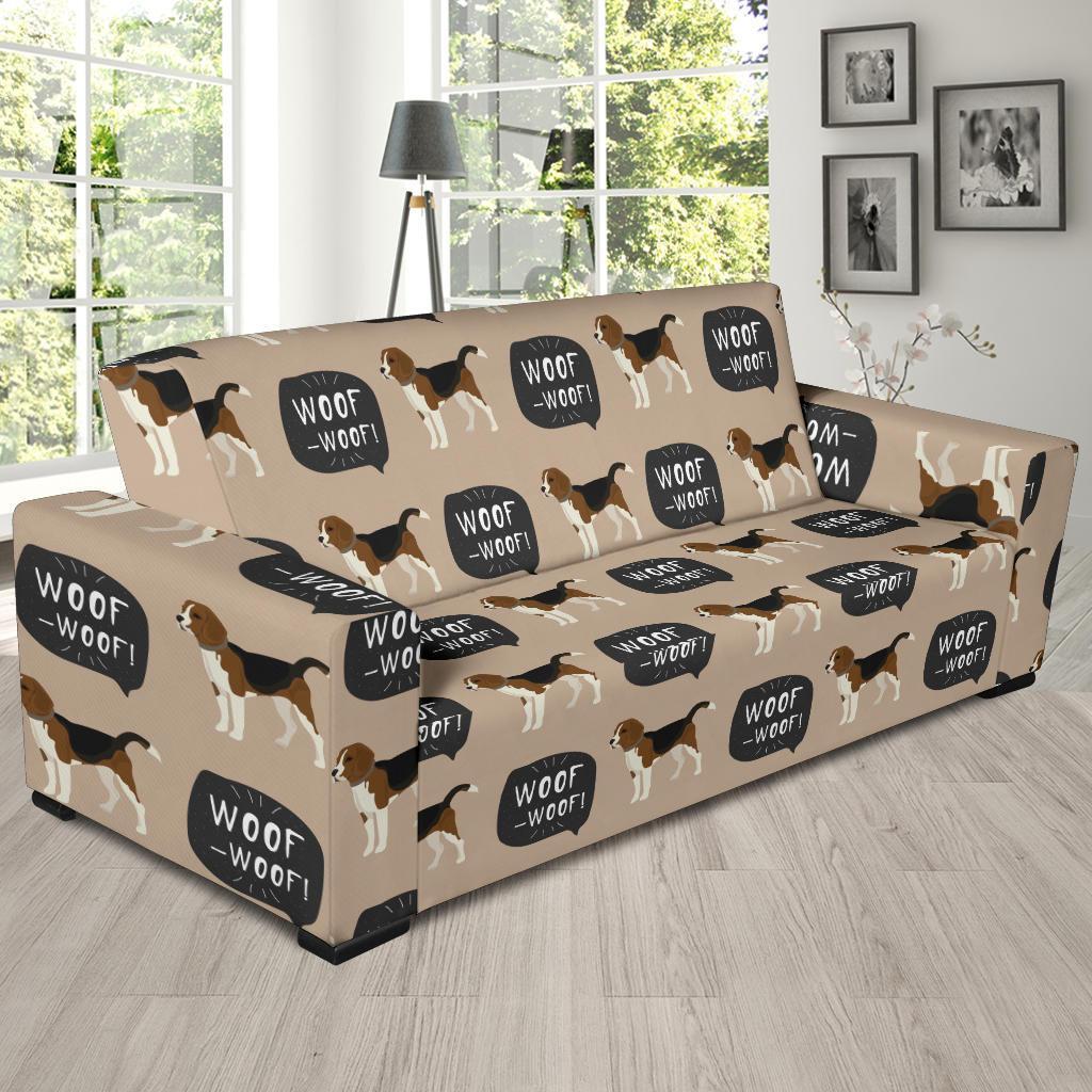 Woof Woof Beagle Pattern Print Sofa Covers-grizzshop