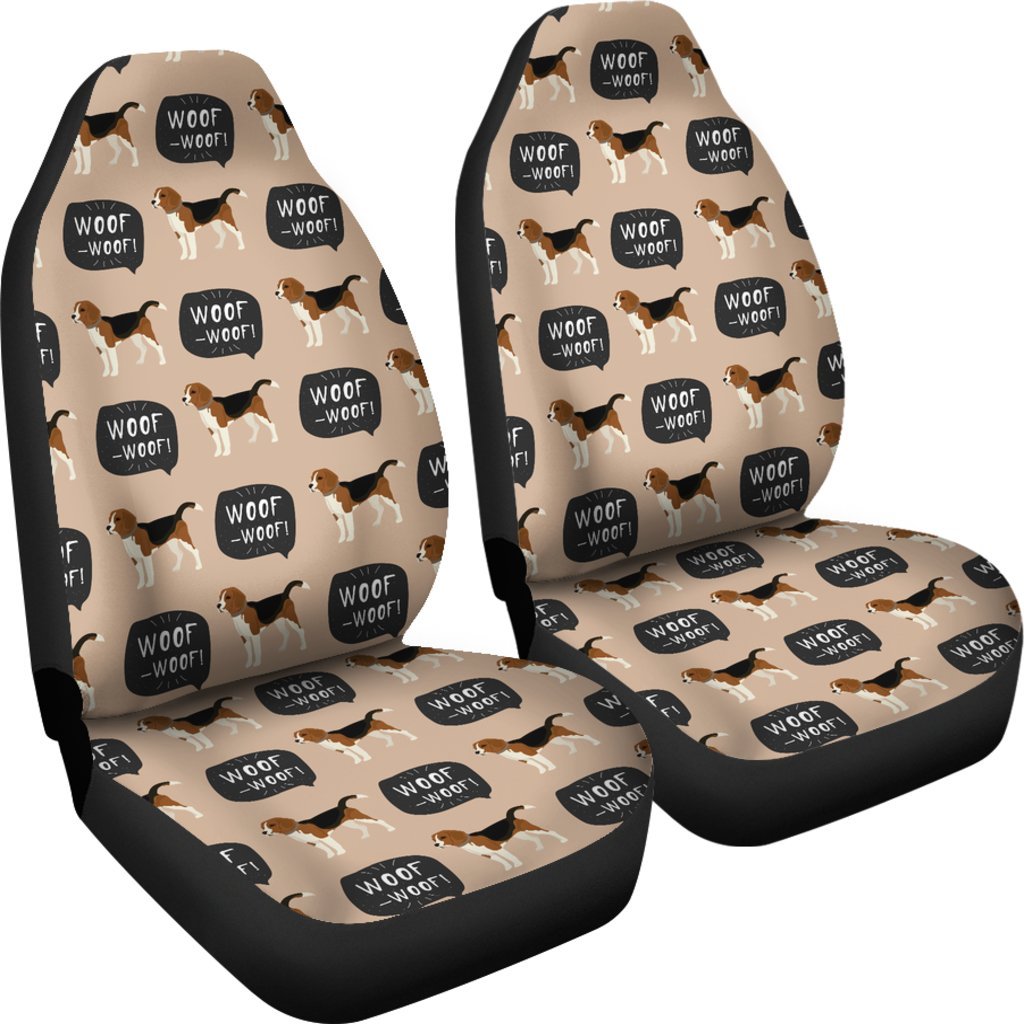 Woof Woof Beagle Pattern Print Universal Fit Car Seat Cover-grizzshop