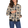 Woof Woof Beagle Pattern Print Women Casual Bomber Jacket-grizzshop