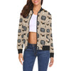 Woof Woof Beagle Pattern Print Women Casual Bomber Jacket-grizzshop