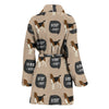 Woof Woof Beagle Pattern Print Women Long Robe-grizzshop