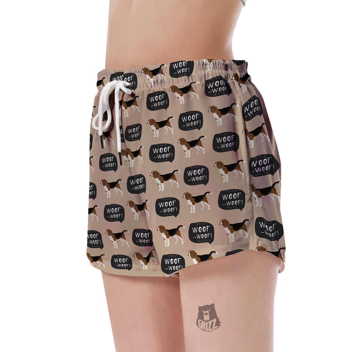 Woof Woof Beagle Pattern Print Women's Shorts-grizzshop