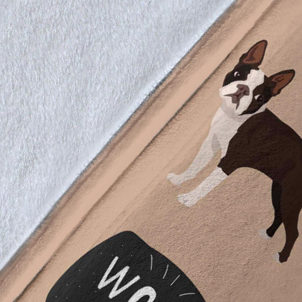 Woof Woof Boston Terrier Pattern Print Blanket-grizzshop