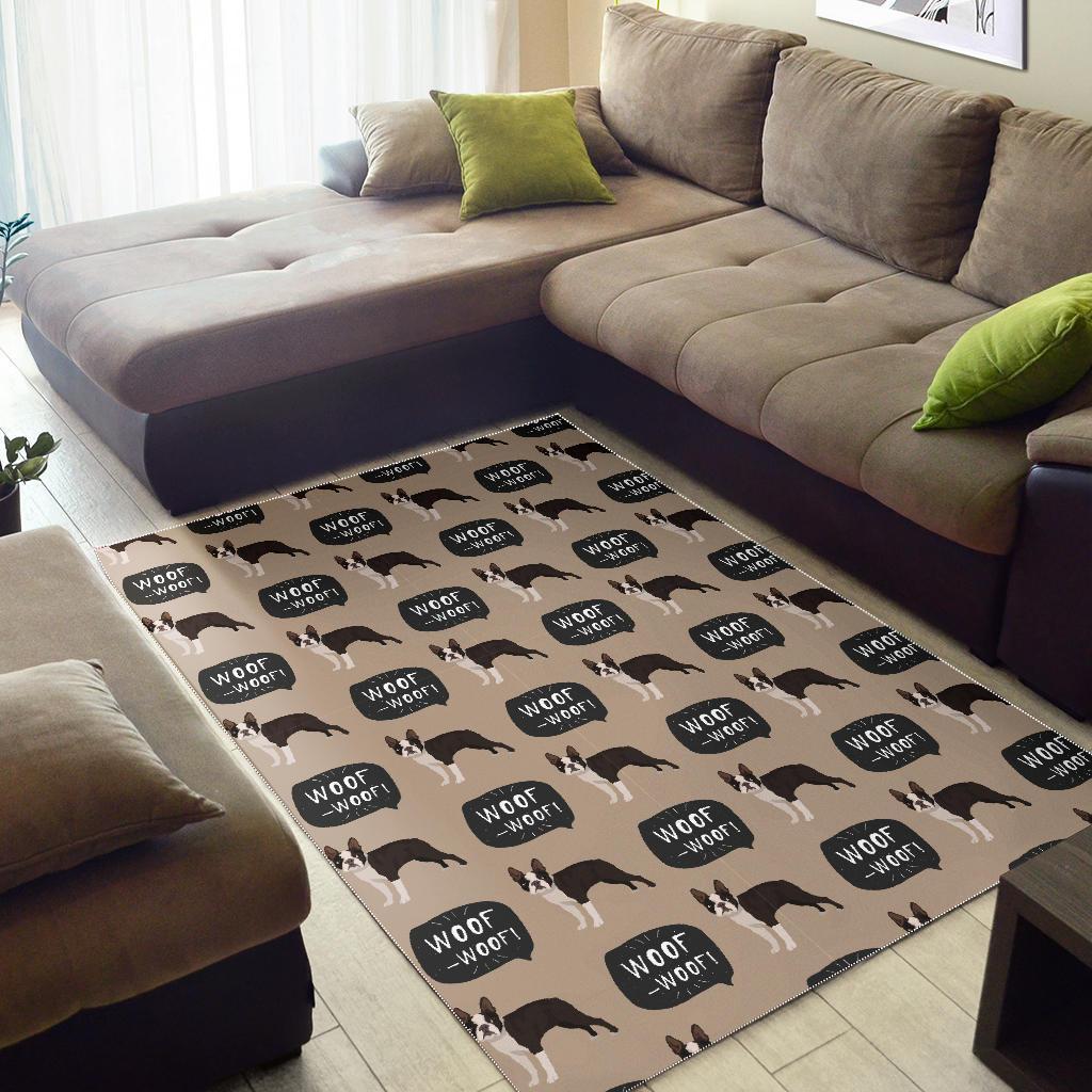 Woof Woof Boston Terrier Pattern Print Floor Mat-grizzshop