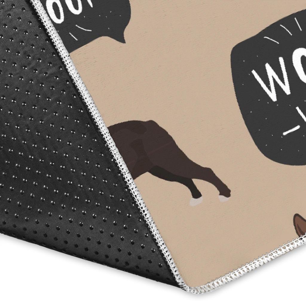 Woof Woof Boston Terrier Pattern Print Floor Mat-grizzshop