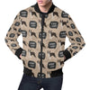 Woof Woof Boston Terrier Pattern Print Men's Bomber Jacket-grizzshop