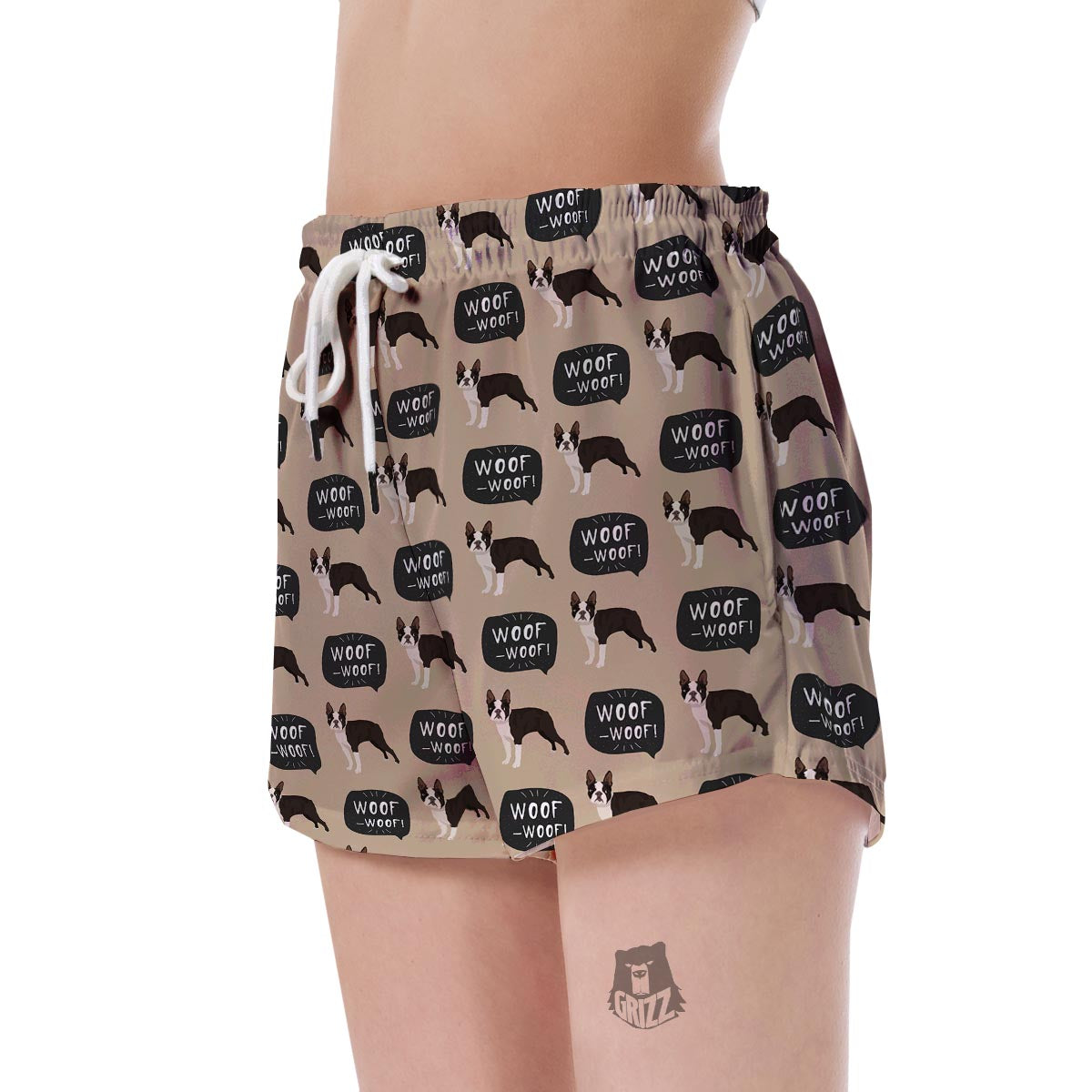 Woof Woof Boston Terrier Pattern Print Women's Shorts-grizzshop