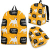 Woof Woof Bull Terrier Pattern Print Backpack-grizzshop