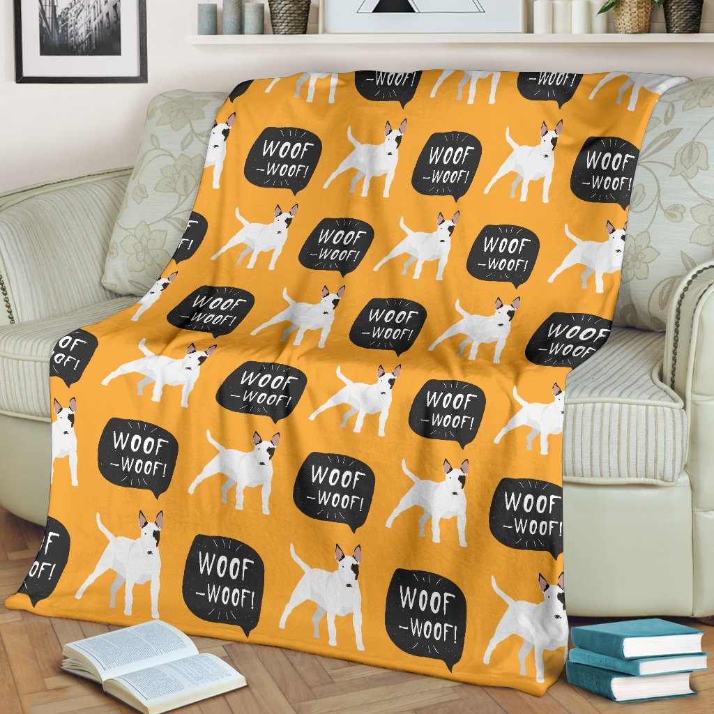 Woof Woof Bull Terrier Pattern Print Blanket-grizzshop