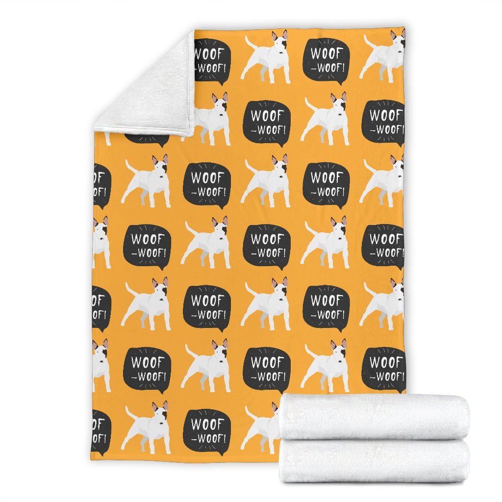 Woof Woof Bull Terrier Pattern Print Blanket-grizzshop