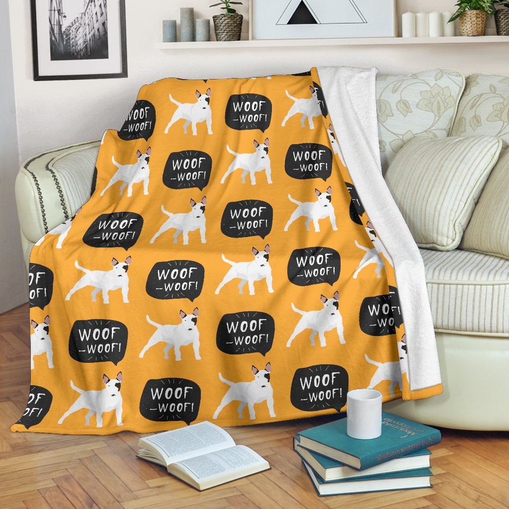 Woof Woof Bull Terrier Pattern Print Blanket-grizzshop