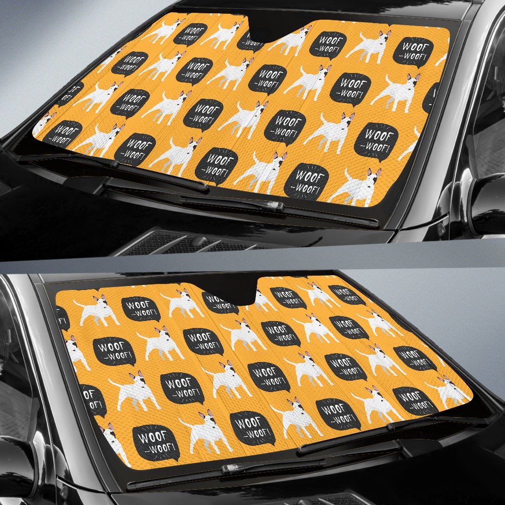 Woof Woof Bull Terrier Pattern Print Car Sun Shade-grizzshop