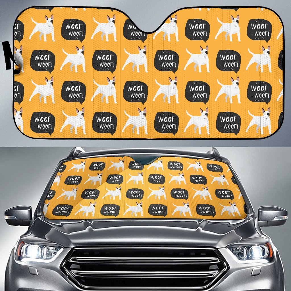 Woof Woof Bull Terrier Pattern Print Car Sun Shade-grizzshop