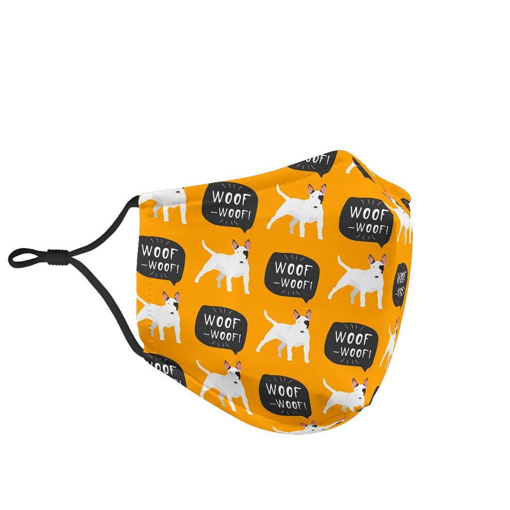 Woof Woof Bull Terrier Pattern Print Face Mask-grizzshop