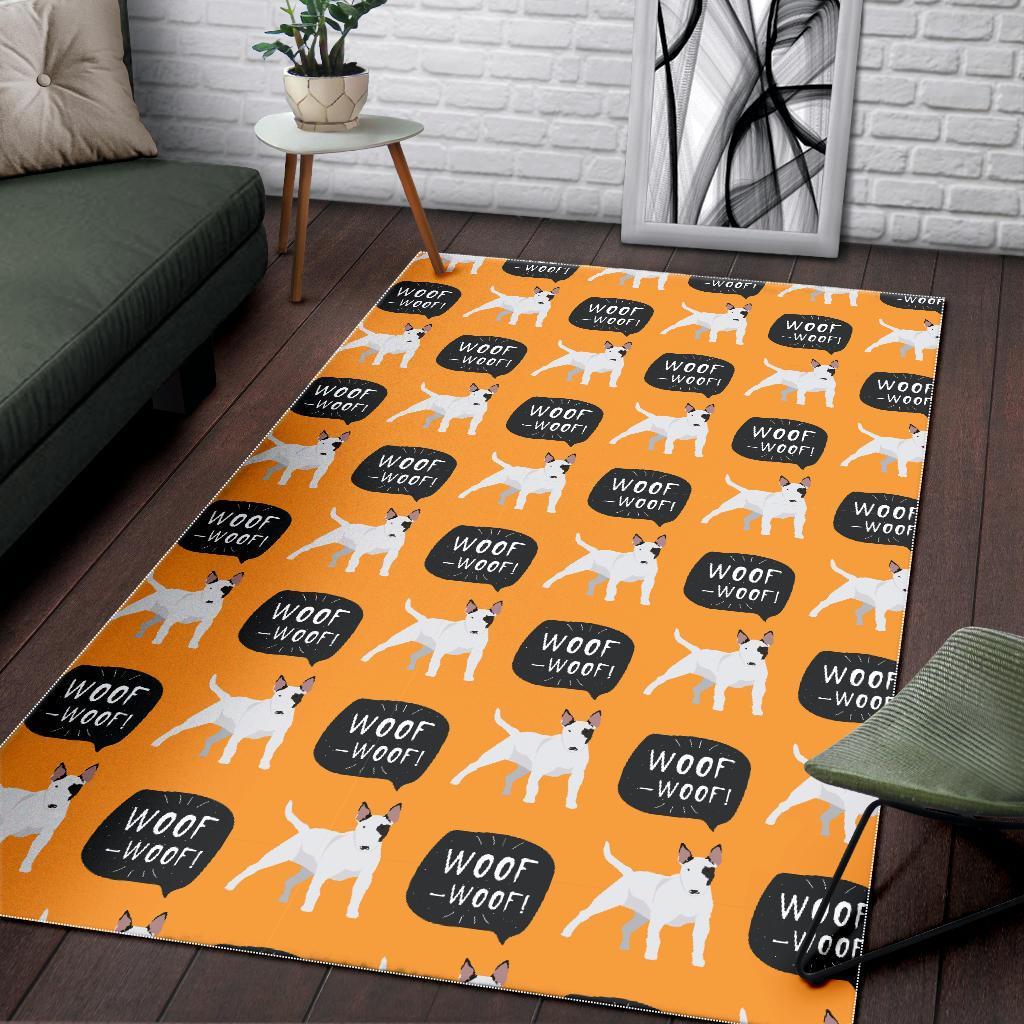 Woof Woof Bull Terrier Pattern Print Floor Mat-grizzshop