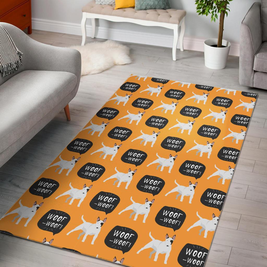 Woof Woof Bull Terrier Pattern Print Floor Mat-grizzshop