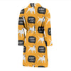 Woof Woof Bull Terrier Pattern Print Men Long Robe-grizzshop