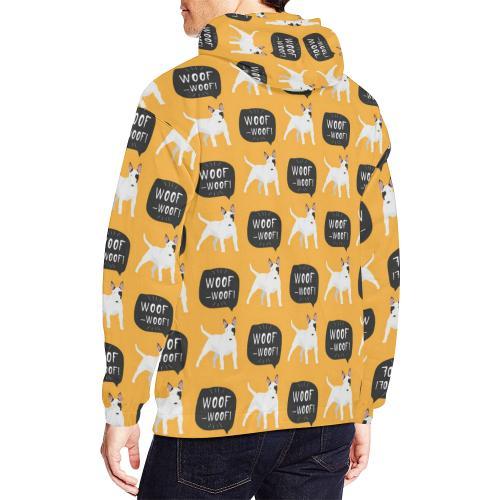 Woof Woof Bull Terrier Pattern Print Men Pullover Hoodie-grizzshop