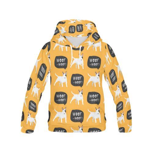 Woof Woof Bull Terrier Pattern Print Men Pullover Hoodie-grizzshop