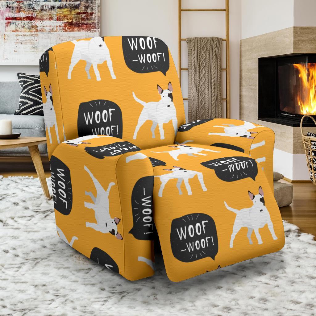 Woof Woof Bull Terrier Pattern Print Recliner Cover-grizzshop