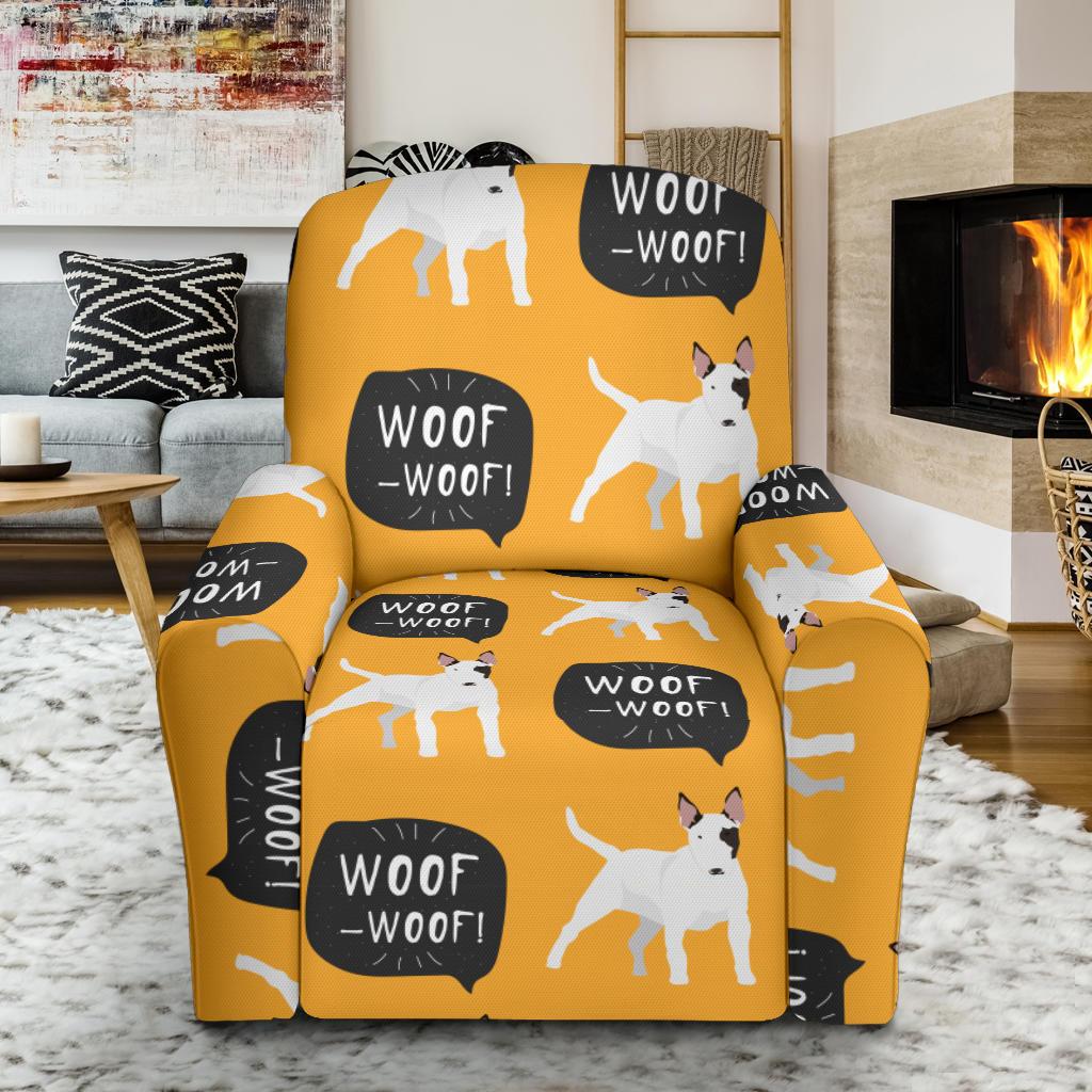 Woof Woof Bull Terrier Pattern Print Recliner Cover-grizzshop