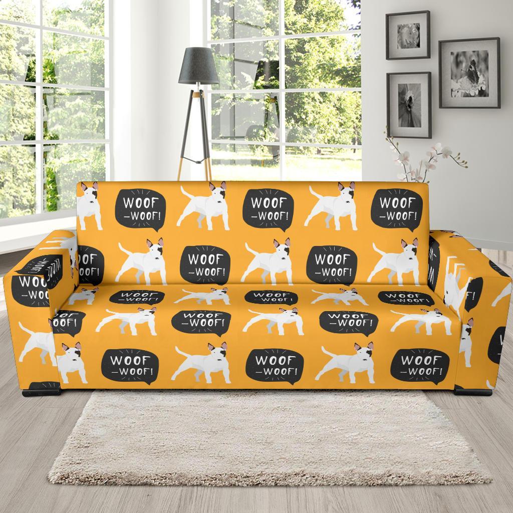 Woof Woof Bull Terrier Pattern Print Sofa Covers-grizzshop