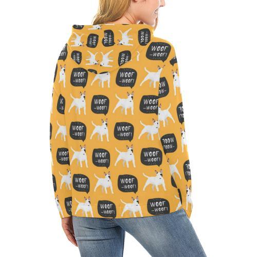 Woof Woof Bull Terrier Pattern Print Women Pullover Hoodie-grizzshop