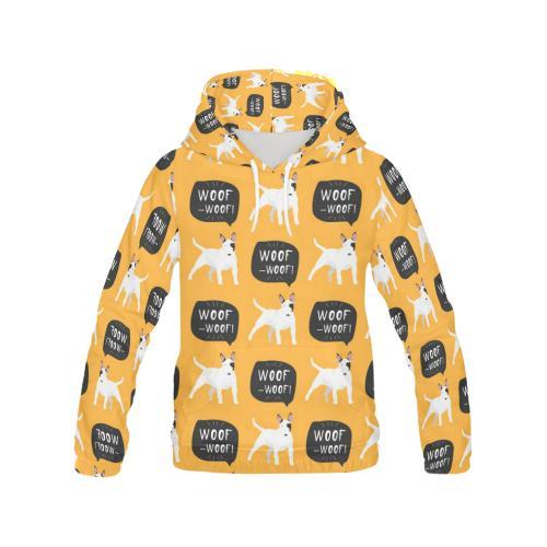 Woof Woof Bull Terrier Pattern Print Women Pullover Hoodie-grizzshop