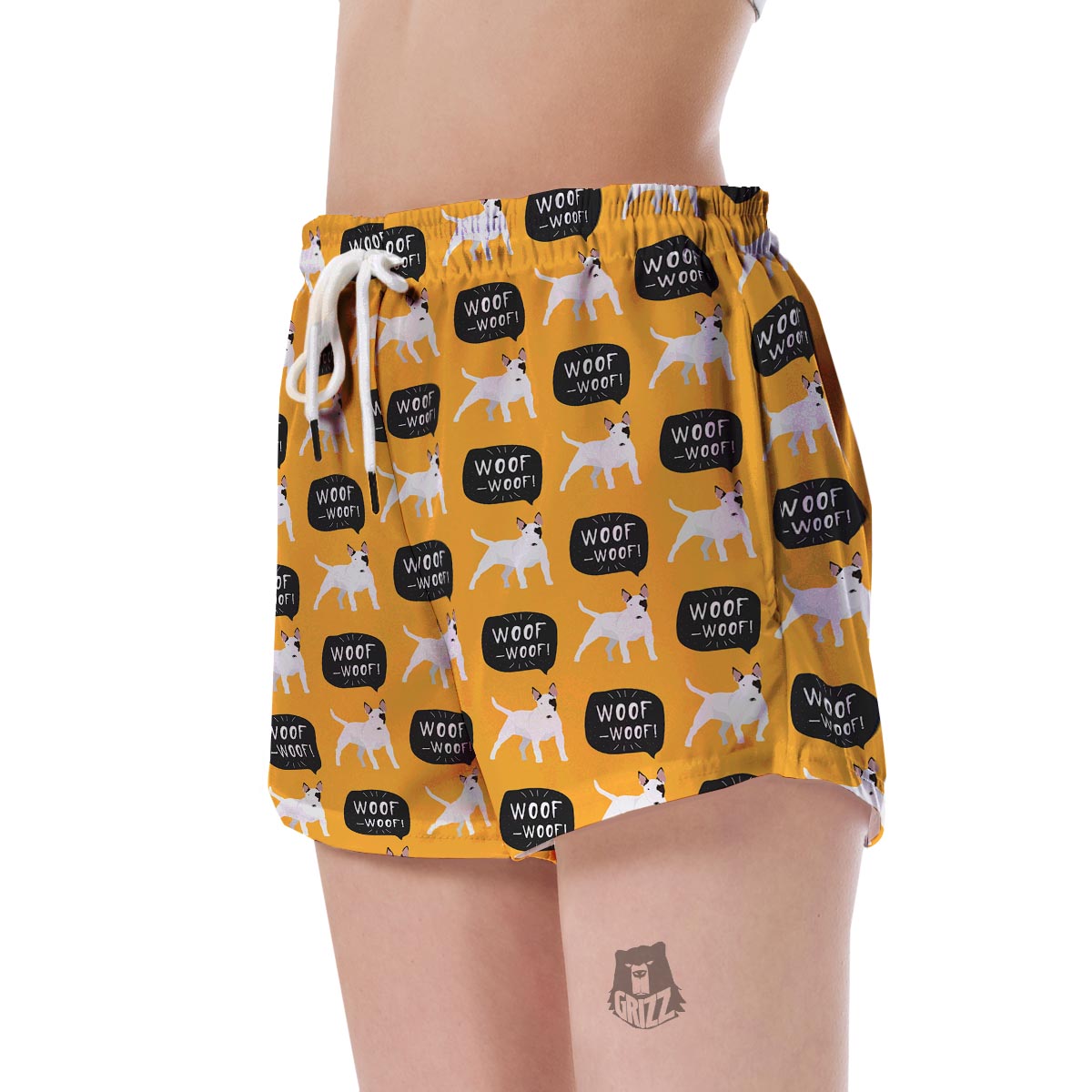 Woof Woof Bull Terrier Pattern Print Women's Shorts-grizzshop