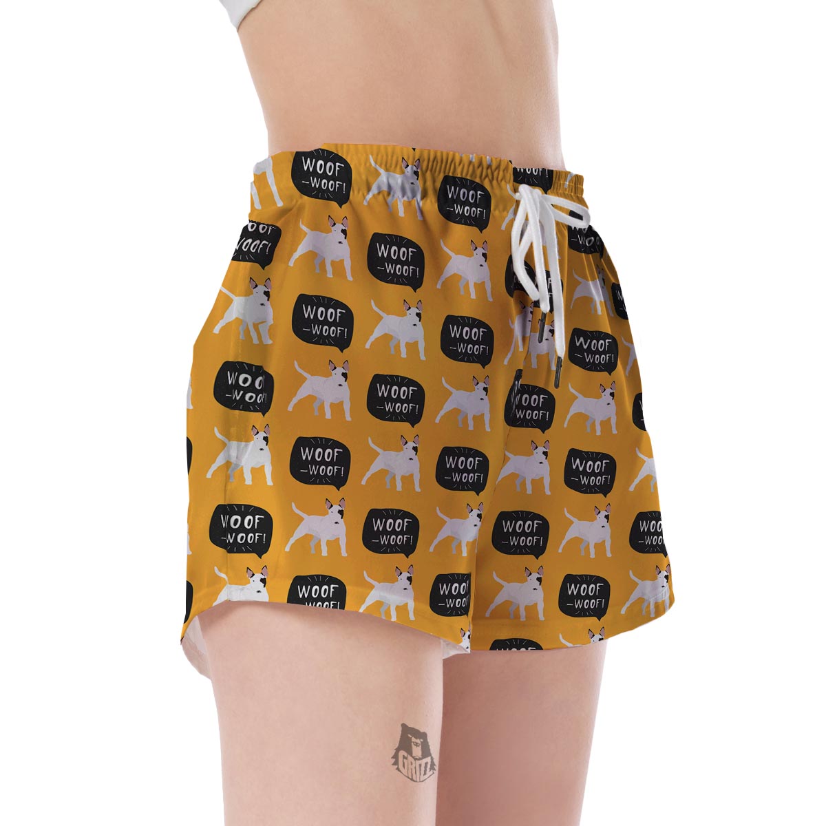 Woof Woof Bull Terrier Pattern Print Women's Shorts-grizzshop