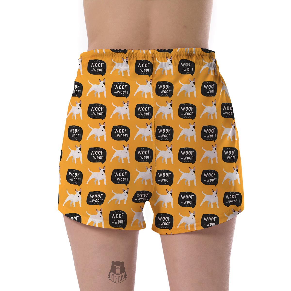 Woof Woof Bull Terrier Pattern Print Women's Shorts-grizzshop