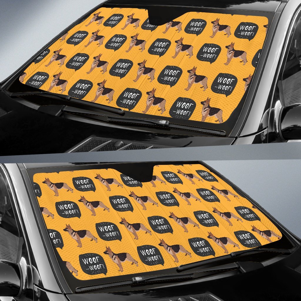 Woof Woof German Shepherd Pattern Print Car Sun Shade-grizzshop